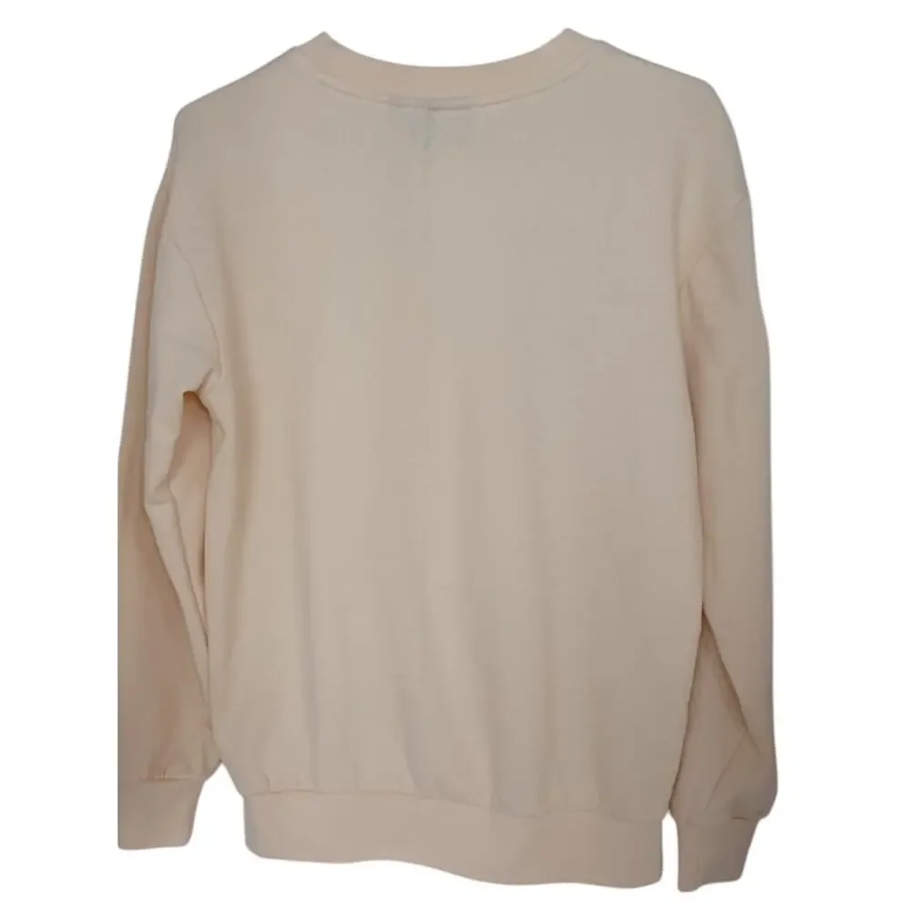 Women's Aaliyah Graphic Crewneck Sweatshirt Size Medium, Beige/Tan, Long Sleeve - Picture 2 of 8